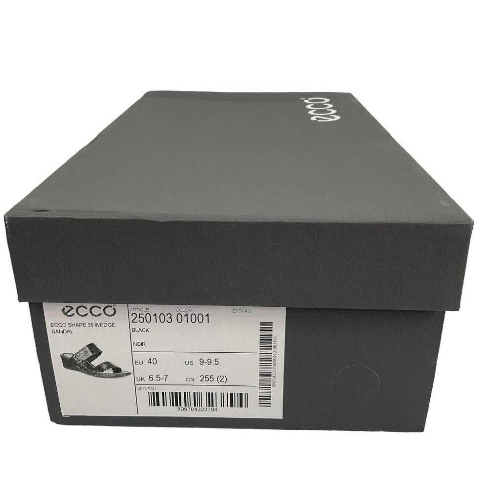 Ecco Shoes Women Sandals Sz 9-9.5 EU 40 Shape 35 Wedge Black Leather $150 Nib - Picture 12 of 13